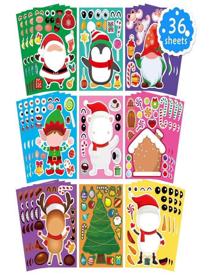 DUJAA 36 Sheets Christmas Make a Face Stickers for Crafts Make Your Own Characters Mix and Match Sticker Christmas Santa Stickers Christmas Tree Sticker Christmas Stocking Stuffer - Image 1